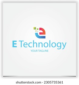 letter e technology logo premium elegant template vector eps 10