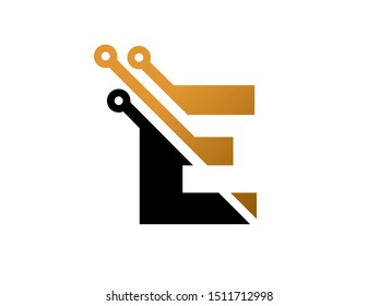 Letter E technology logo or symbol template design