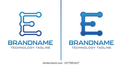 Letter E Technology Logo, symbolize progress, innovation, and digital excellence