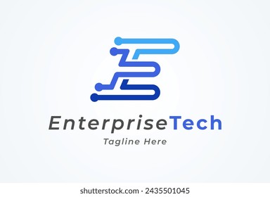 Letter E Technology Logo. letter E with tech style logo design inspiration. Flat Vector Logo Design. vector illustration