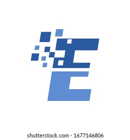 letter E technology logo vector