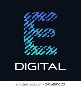 Letter e technology vector logo template. Suitable for technology, digital, web, link, internet, media etc