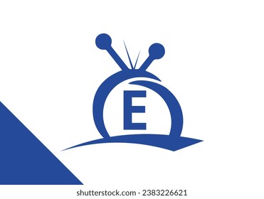 Design-Konzept für das Logo-Design des Briefs E. TV-Logo des Senders, Vektorsymbol