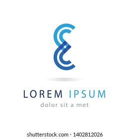 Letter E template logo. Abstract geometric business badge, corporate design elements for your company