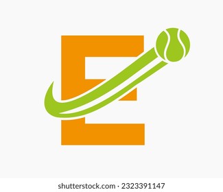 Letter E Tennis Club Logo Design Template. Tennis Sport Academy, Club Logo