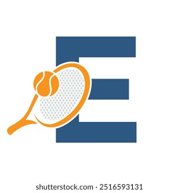 Letter E Tennis Logo. Paddle Symbol Vector Template