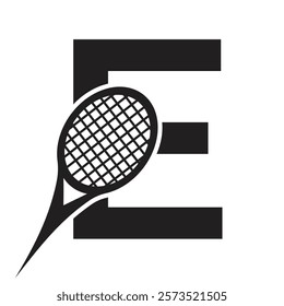 Letter E Tennis Logo. Paddle Symbol Vector Template