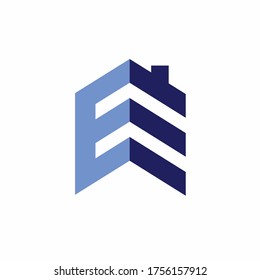 letra E que forma el logotipo inmobiliario