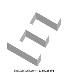 The letter E in three dimensional view