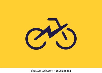 Letter E thunder Bicycle Hidden logo concept silhouette Illustration Icon