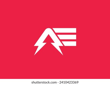 Letter A E Thunder Bolt vector monogram logo design template