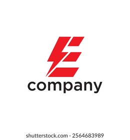 Letter E thunderbolt logo design template. Power energy symbol icon.