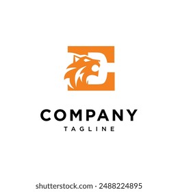 Letter E Tiger Head logo icon vector template.eps