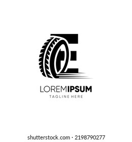 Letter E Tire Logo Design Vector Icon Graphic Illustration 