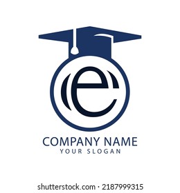 Letter e and toga hat in education logo design