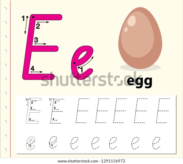 letter e tracing alphabet worksheets illustration stock vector royalty free 1291156972