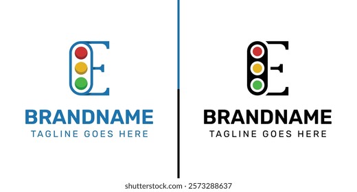 Letter E Traffic Light Logo Set, for  in technology, navigation, transportation, or communication companies