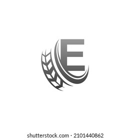 Letter E with trailing wheel icon design template illustration vector