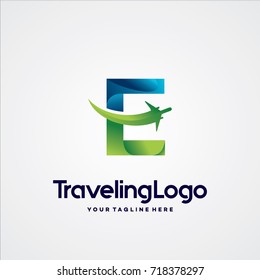 Letter E Travel Logo Template Design Vector, Emblem, Design Concept, Creative Symbol, Icon