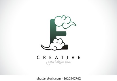 Letter E Trendy Design Logo Concept. Creative Icon Logo with Cloud Shape Vector Illustration.