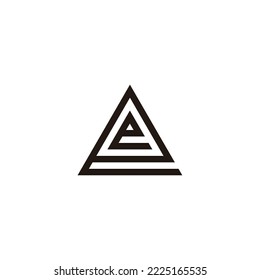 Letter e in e, triangle geometric symbol simple logo vector