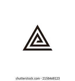 Letter e triangle, line geometric symbol simple logo vector