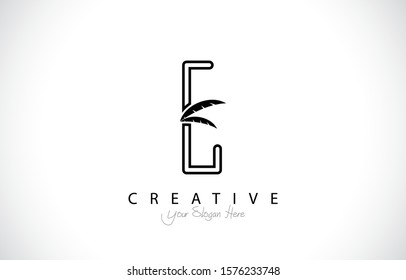 Letter E Tropical Design Logo Concept. Creative Icon Logo with monogram style Vector Illustration.