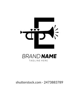 Letter E Trumpet Or Sexophone Logo Design Vector Icon Graphic Emblem Symbol Illustration