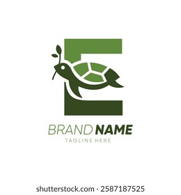 Letter E Turtle Logo Design Vector Icon Graphic Emblem Symbol Image Illustration