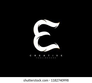 Letter E Typeface Style Cutted Unique Monogram Logo