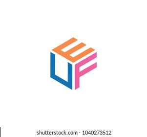 Letter E U F logo. Initial design vector, web logo icon