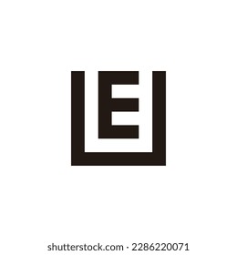 Letter E in U square geometric symbol simple logo vector