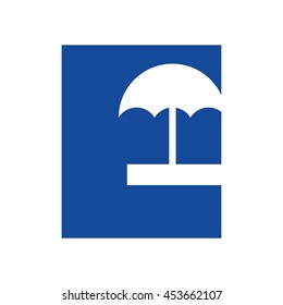 letter E and umbrella logo vector.