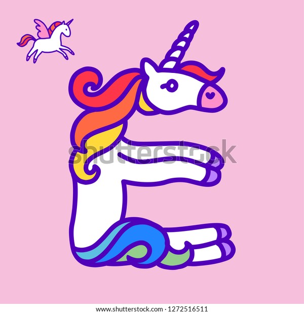 letter e unicorn written by unicorns stock vector royalty free 1272516511