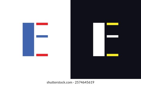 Letter E Unique Style Logo Multicolor Minimal Typography Logo