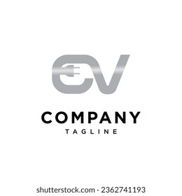 Letter E V electrical vehicle logo icon vector template.eps