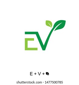 Letter E and V with leaf style concept. Very suitable in various business purposes, also for icon, symbol and many more.