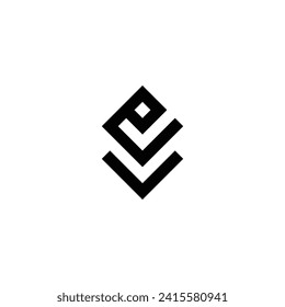letter e and v square, elegant geometric symbol simple logo vector