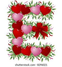 Letter E - Valentine heart letter