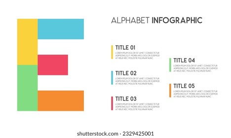 Letter E vector alphabet infographic, Template for presentation