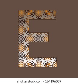 Letter E, vector font of vintage texture. See the entire set of alphabet from this series in my portfolio.
