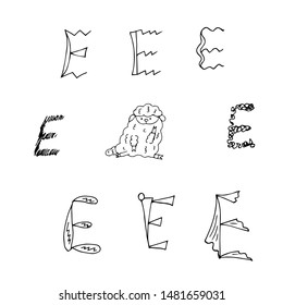 Letter E. Vector illustration. Alphabet sign. Cute ewe.