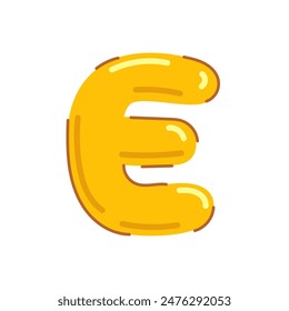 Letter E vector illustration, cute colorful children's alphabet, childish font in cartoon style