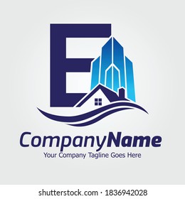 Letter E vector logo template, Colorful Letter E logo, Real Estate, Building and Construction Logo Design Template Vector Icon