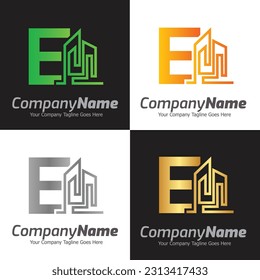 Letter E vector logo template, Colorful Letter E logo, Real Estate, Building and Construction Logo Design Template Vector Icon