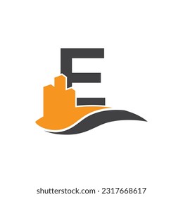 Letter E vector logo template, Colorful Letter E logo, Real Estate, Building and Construction Logo Design Template Vector Icon