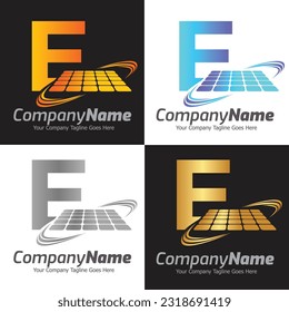 Letter E vector logo template, Colorful Letter E logo, Solar power logo design,  Solar panel logo, Renewable energy, Solar energy brand