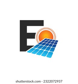 Letter E vector logo template, Colorful Letter E logo, Solar power logo design,  Solar panel logo, Renewable energy, Solar energy brand