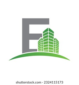 Letter E vector logo template, Colorful Letter E logo, Real Estate, Building and Construction Logo Design Template Vector Icon