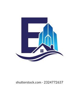 Letter E vector logo template, Colorful Letter E logo, Real Estate, Building and Construction Logo Design Template Vector Icon